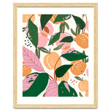 The Peach Garden , Vintage Botanical Tropical Jungle, Fruits Plants Pastel Summer Forest thumbnail