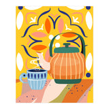 Pumpkin Spice Latte | Tea Chai Kettle & Cup | Modern Bohemian Colorful India | Eclectic Culture (Print Only) thumbnail
