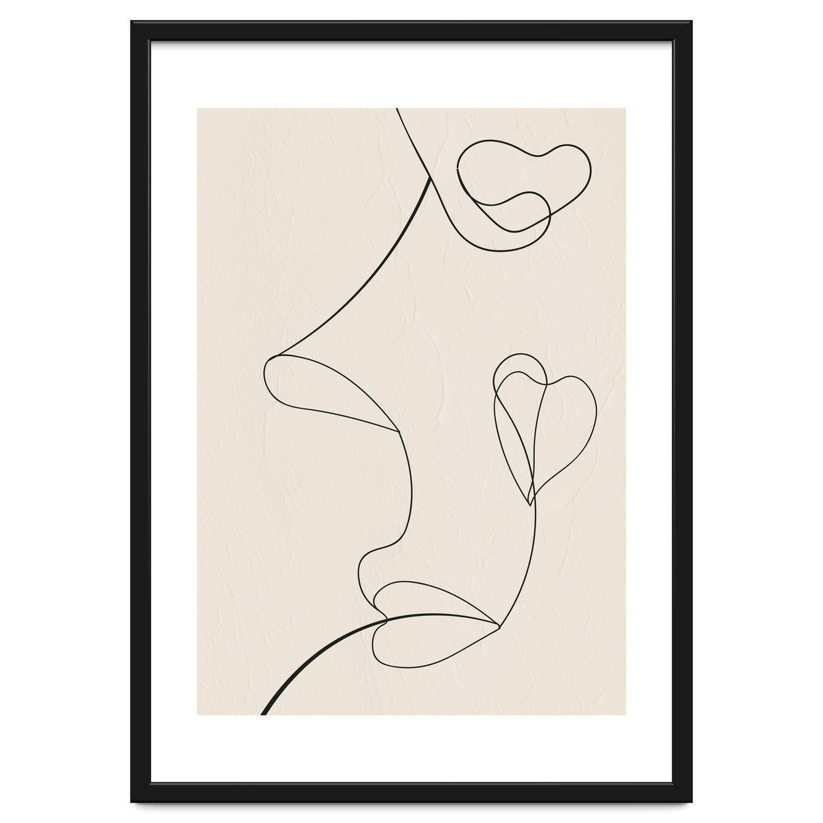 Continuous Line Art Face Drawing Floral Shapes