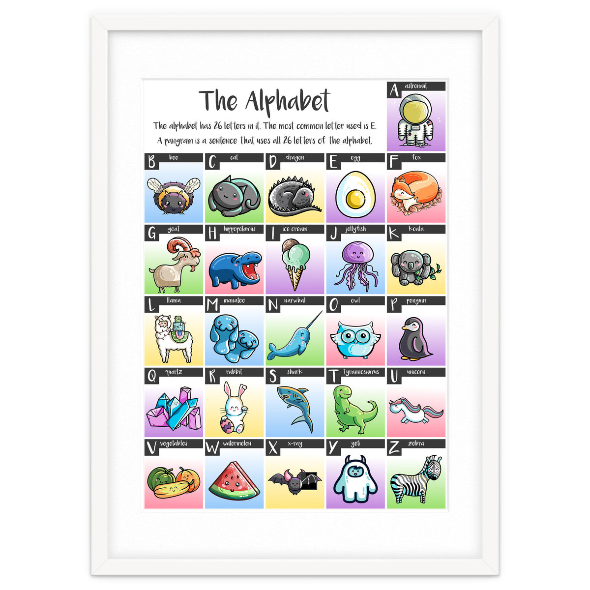 The Alphabet in Kawaii Cute Style