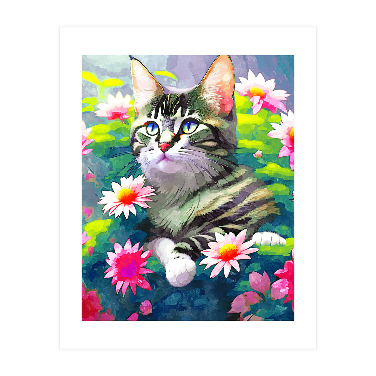 Always Positive, The Optimistic Cat, Positivity Mindset Pets, Optimism Watercolor Painting Animals (Print Only)