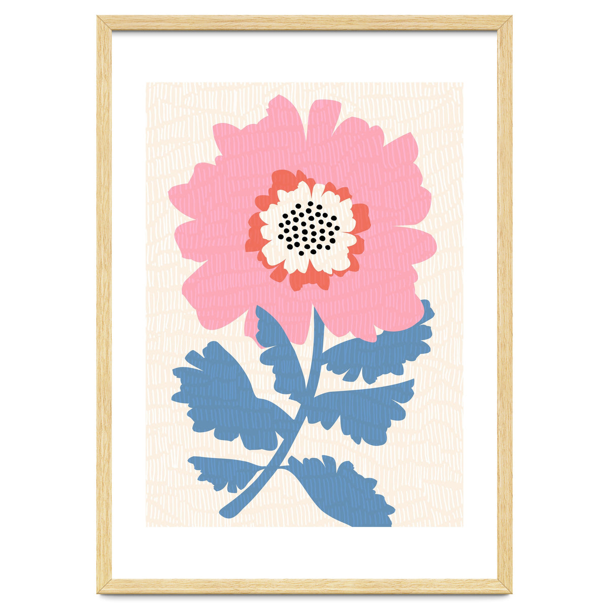 Pink Modern Folk Art Flower