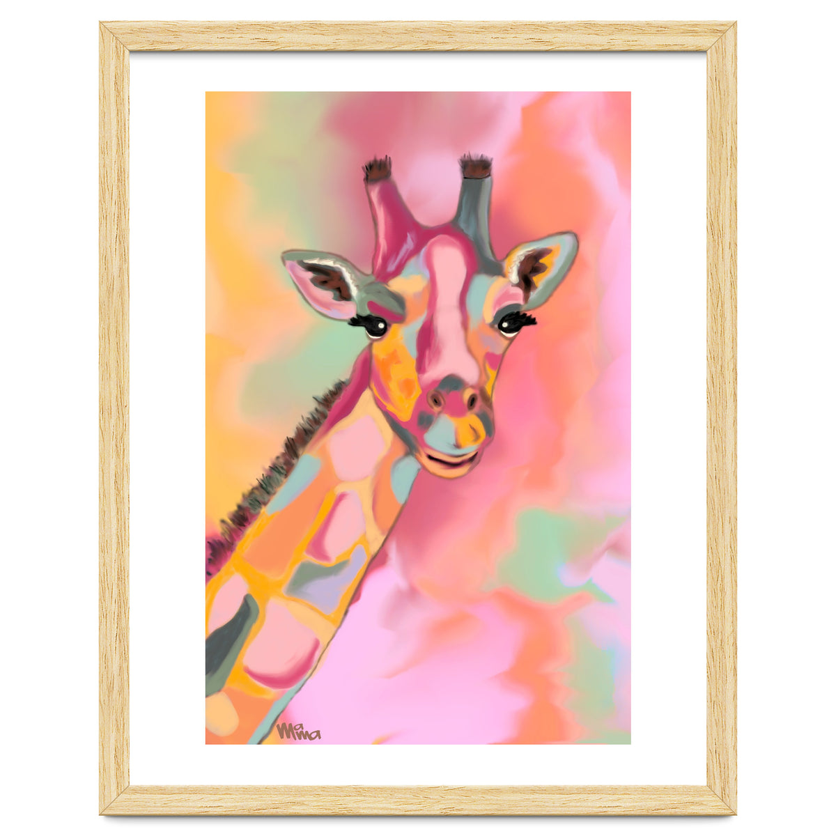 Giraffe Reaching the Rainbow