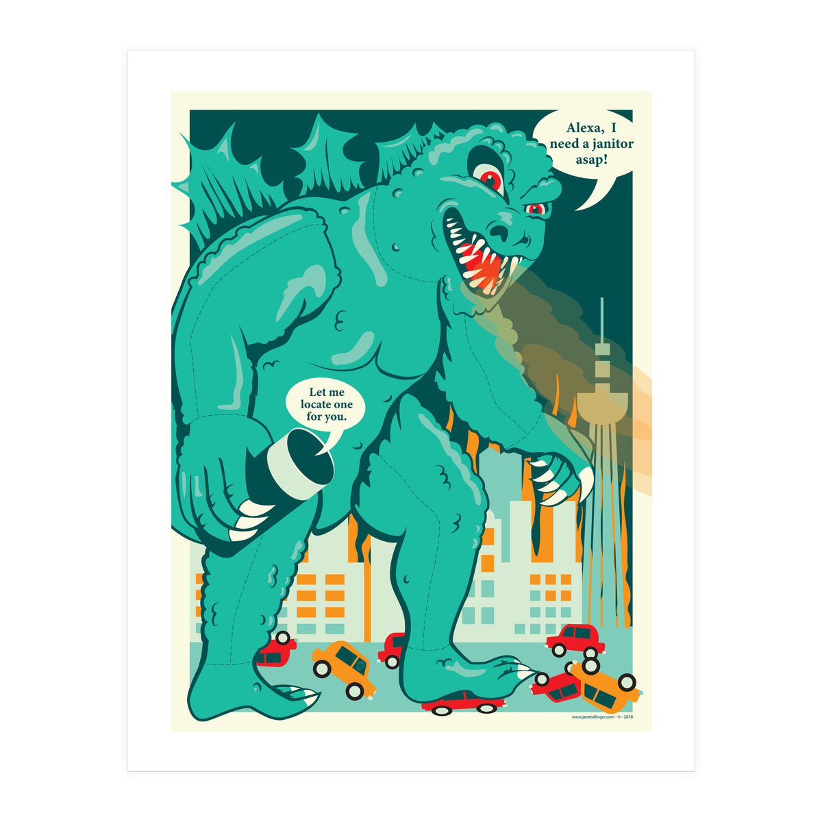 Godzilla vs Alexa (Print Only)