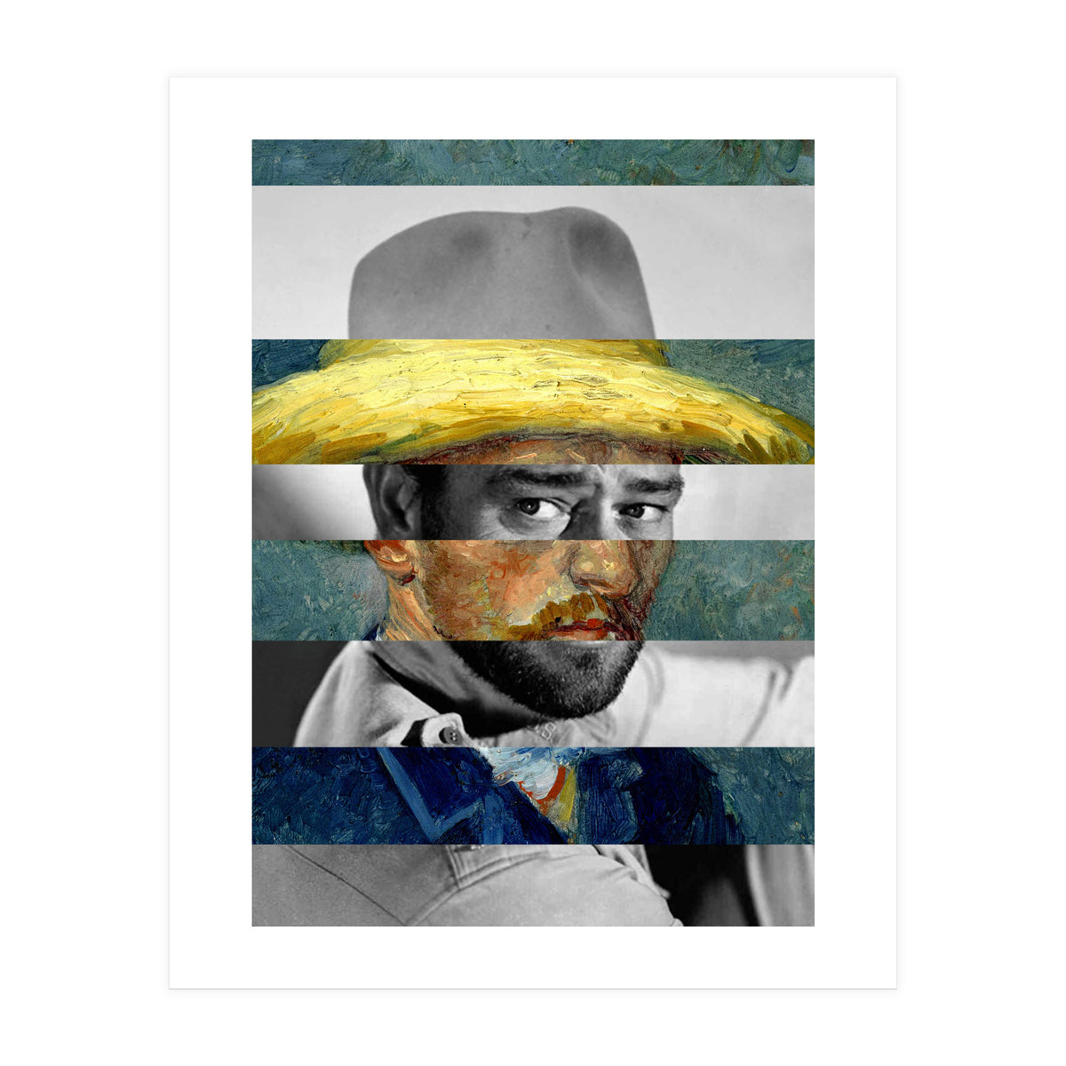 Van Gogh's Self Portrait With Straw Hat & John Wayne (Print Only)
