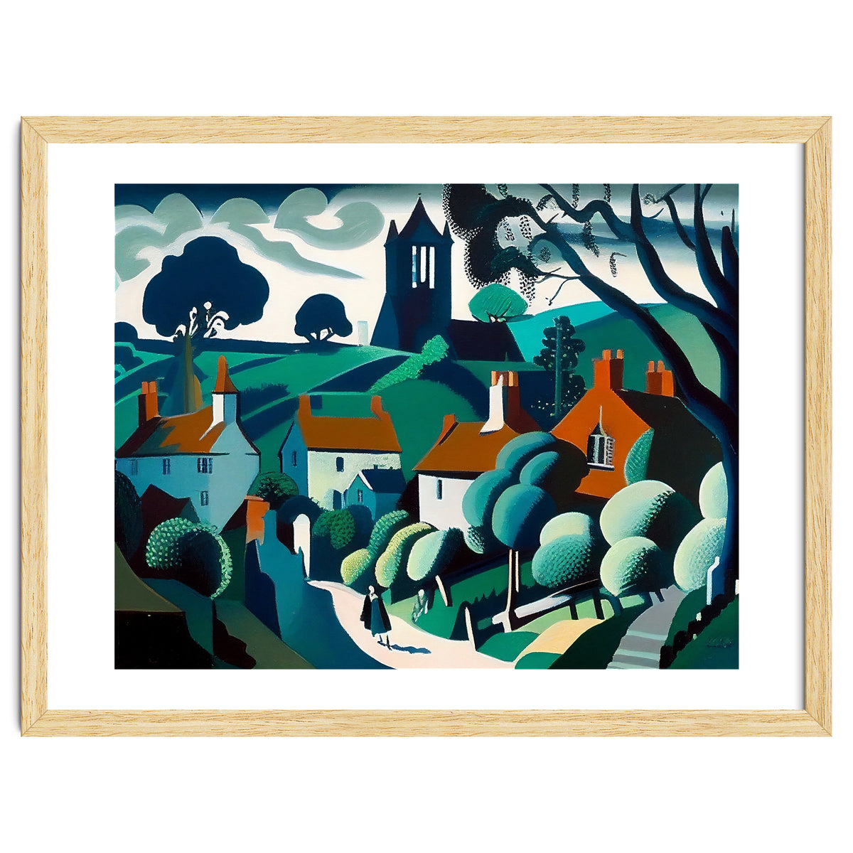 English Country Village Painting