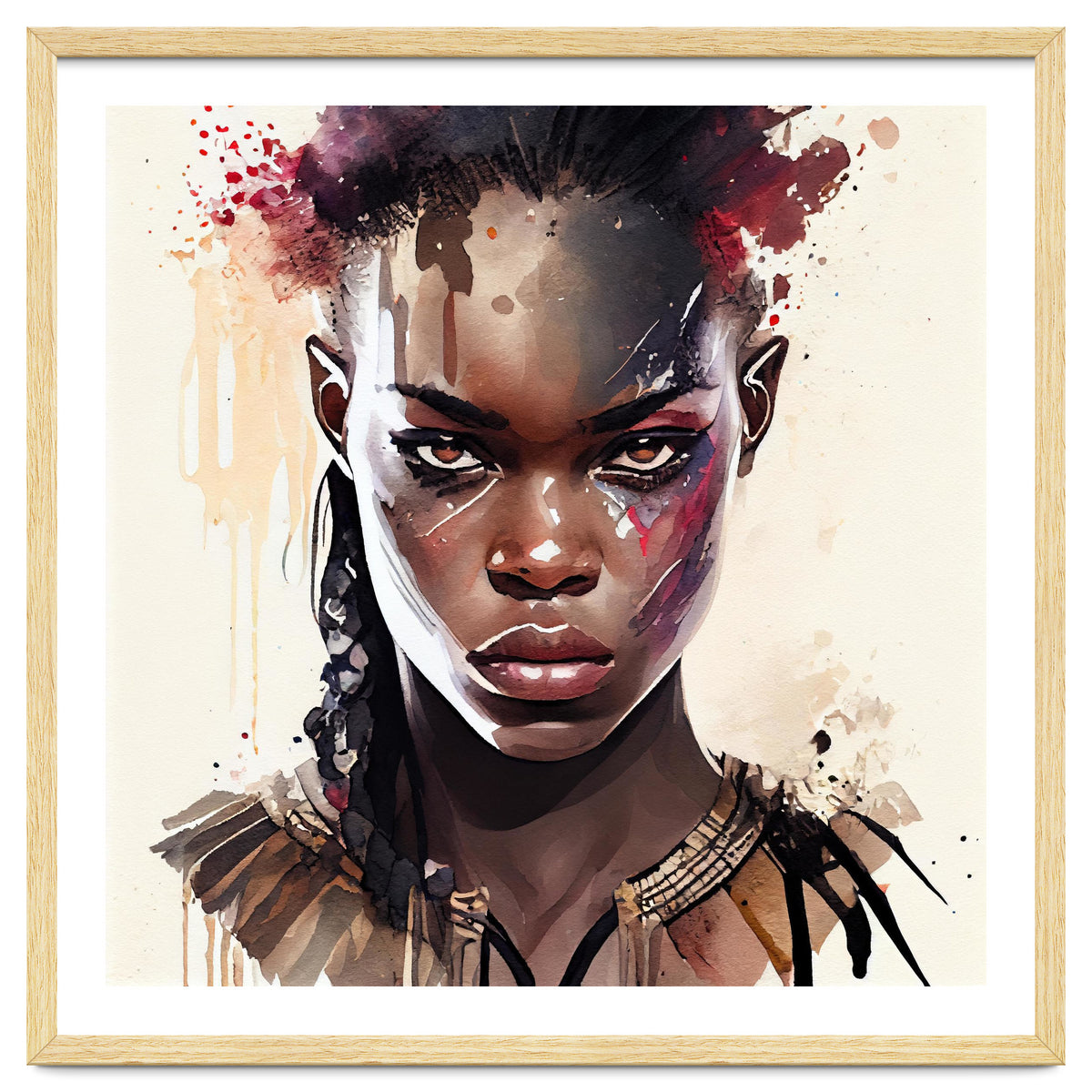 Watercolor African Warrior Woman #2