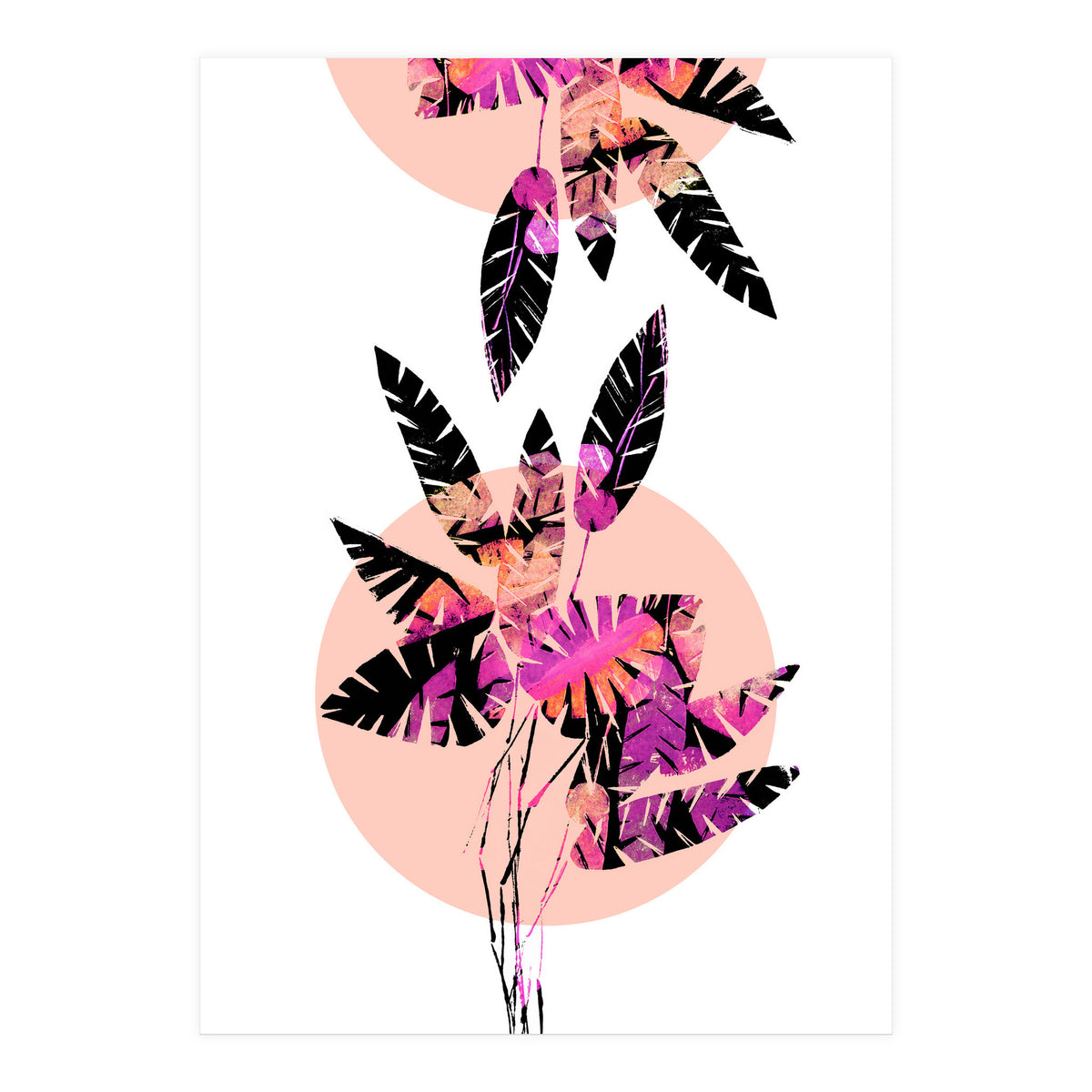 Pink Plants on Coral (Print Only)