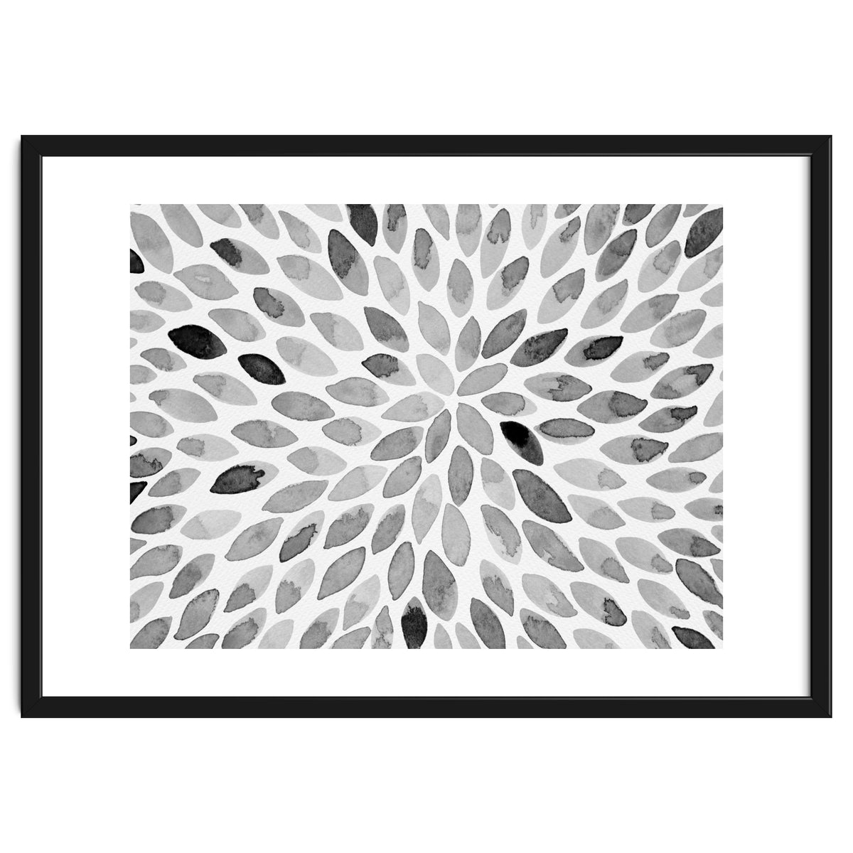 Watercolor Burst Black