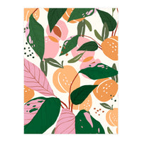 The Peach Garden , Vintage Botanical Tropical Jungle, Fruits Plants Pastel Summer Forest (Print Only)