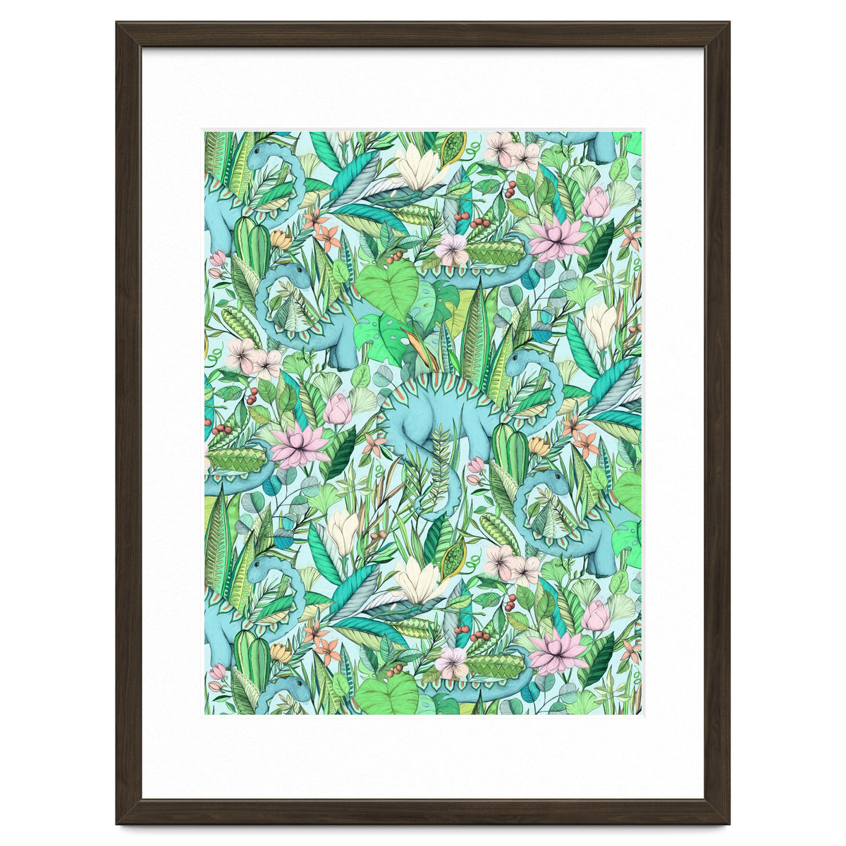 Improbable Botanical with Dinosaurs - soft pastels