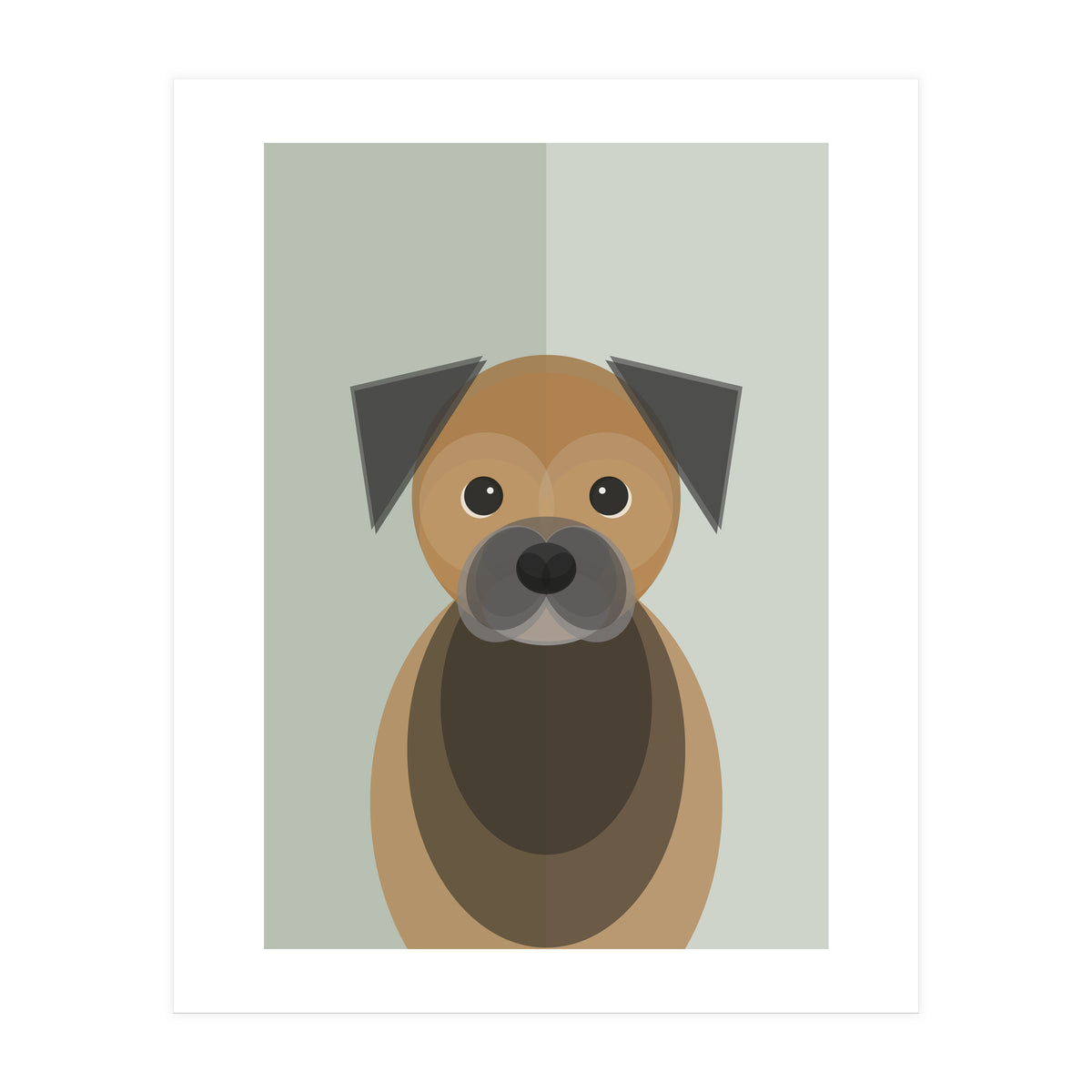 Mid Century Geometric Border Terrier Dog (Print Only)