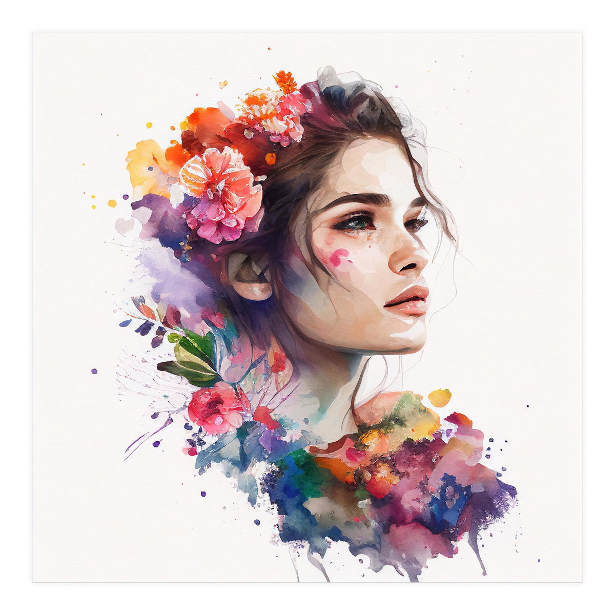 Watercolor Tropical Woman #19 (Print Only)