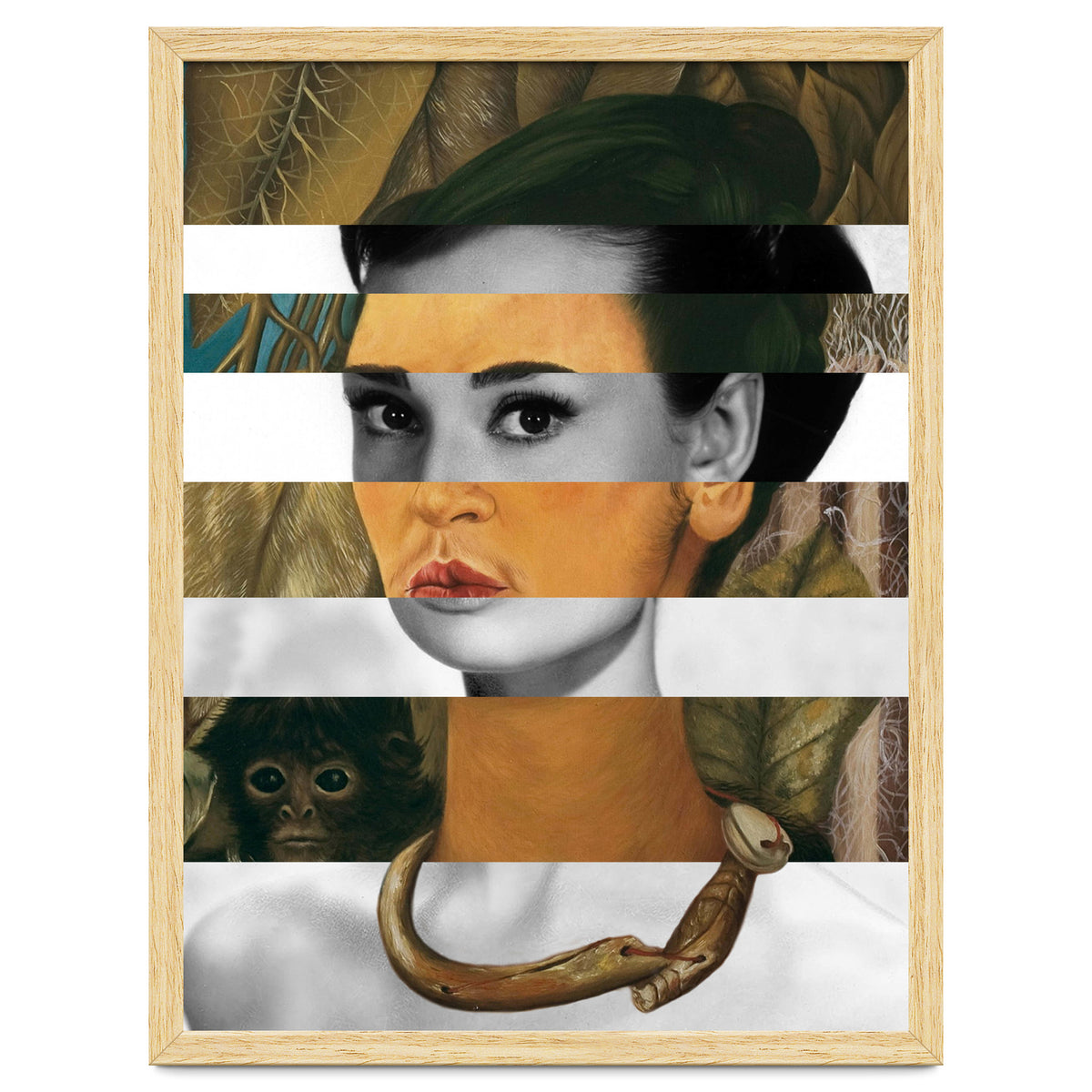 Frida Kahlo's Self Portrait with Monkey & Audrey Hepburn