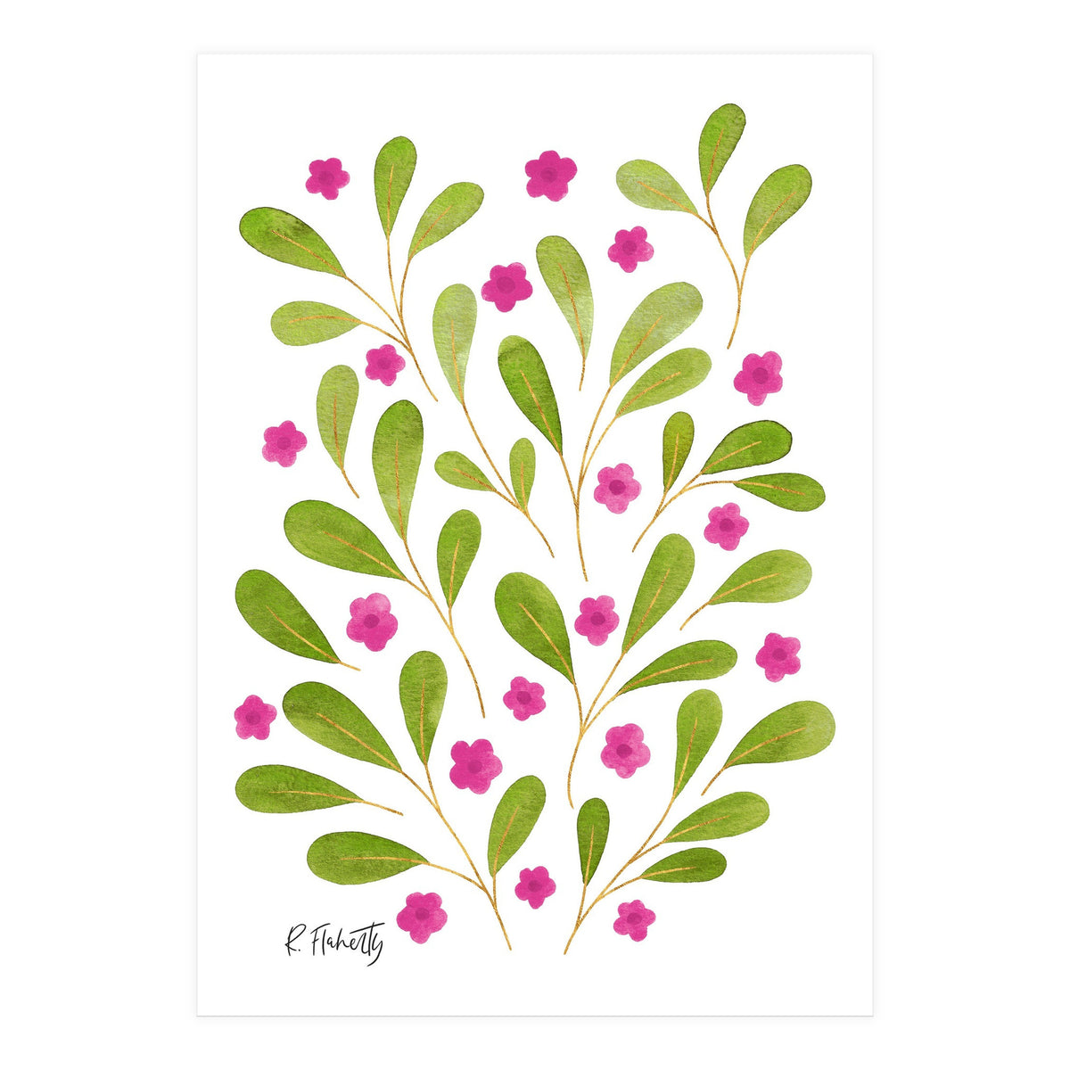 Springtime Floral | Pink and Green (Print Only)