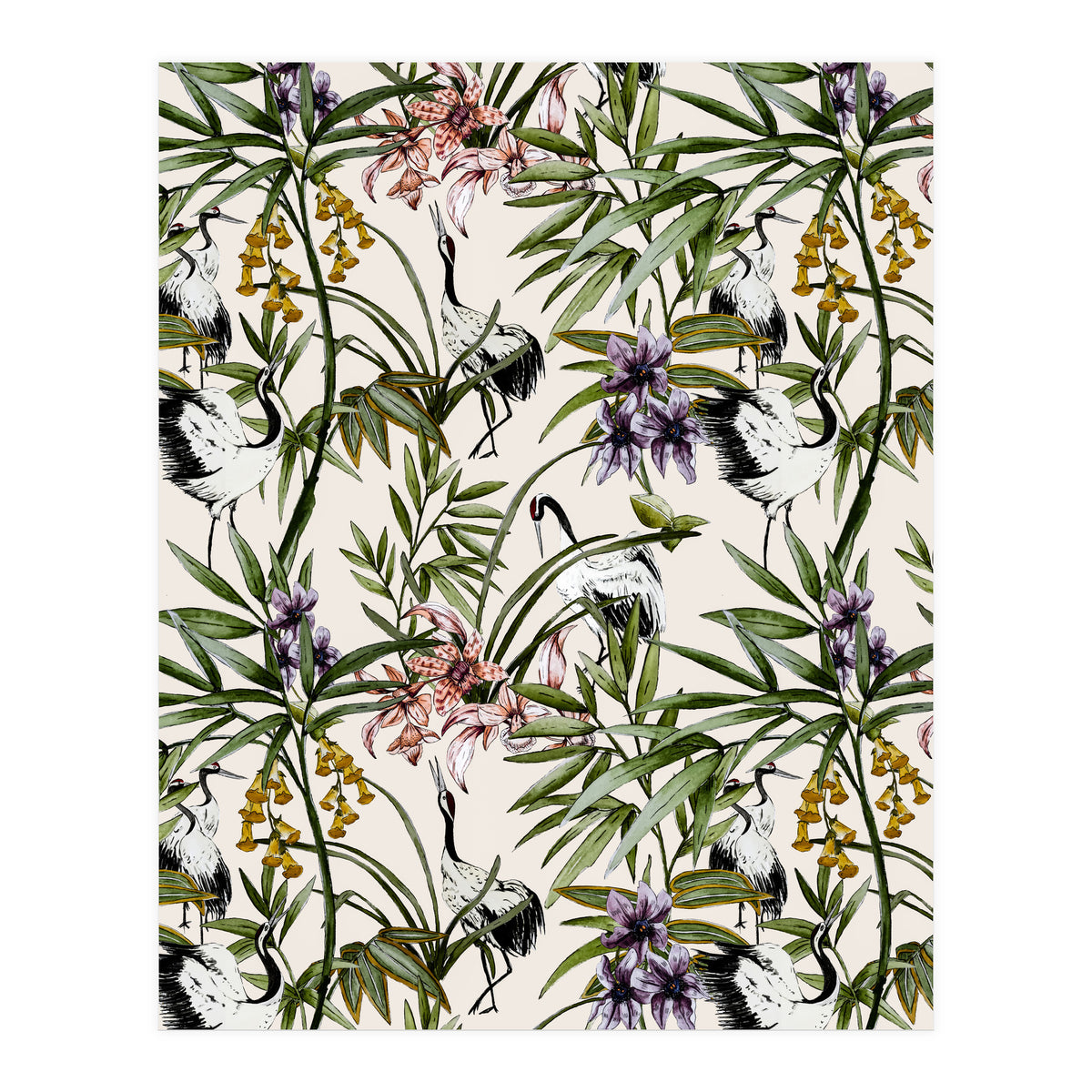 Asian crane pattern - 02 (Print Only)