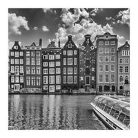 AMSTERDAM Damrak and dancing houses | Monochrome (Print Only)