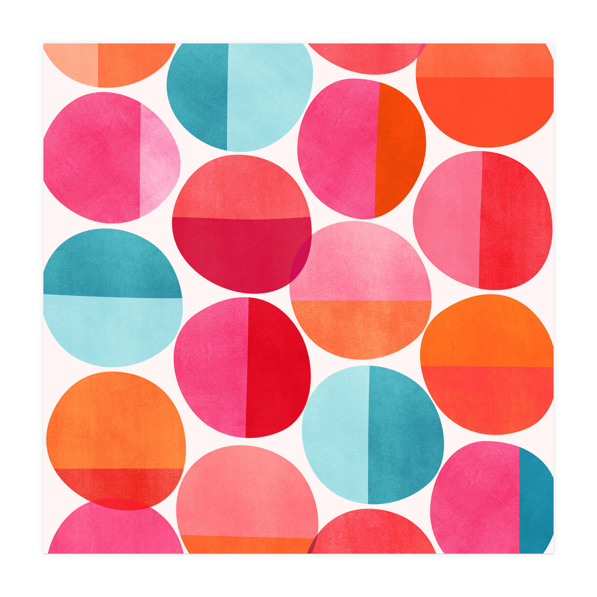 Mid Century Pink and Orange Dots (Print Only)