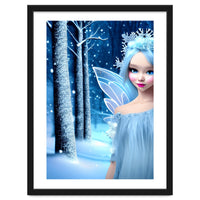 Cute 3d light blue Winter Fairy in the Forest