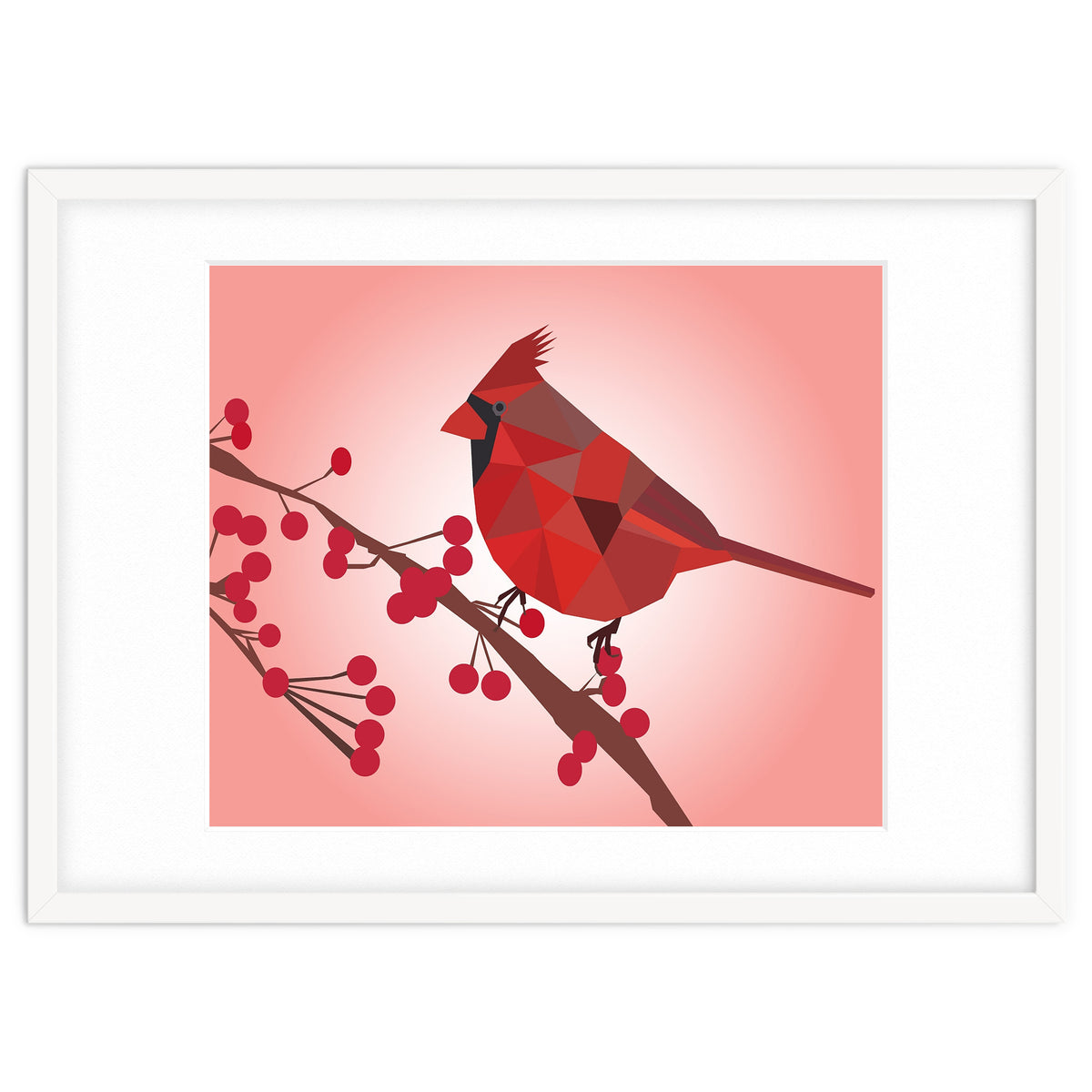 Northern Cardinal Bird Low Poly Art