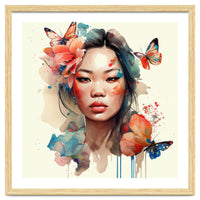 Watercolor Floral Asian Woman #1