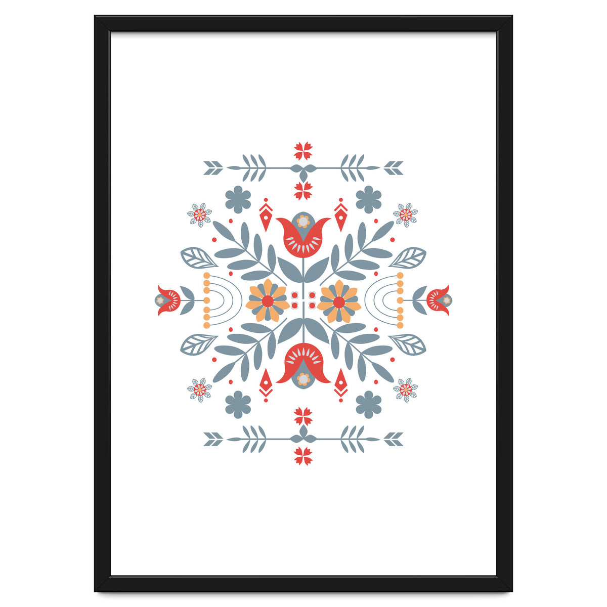 Scandinavian Folk Retro Flower Pattern