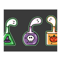 Kawaii Cute Halloween Potions - witches hat, skull, pumpkin, ghosts (Print Only)