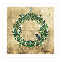 Wreath #White Flowers & Bird #Royal collection (Print Only)