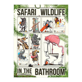 Safari wildlife animals in the bathroom, funny toilet humour.  (Print Only) thumbnail