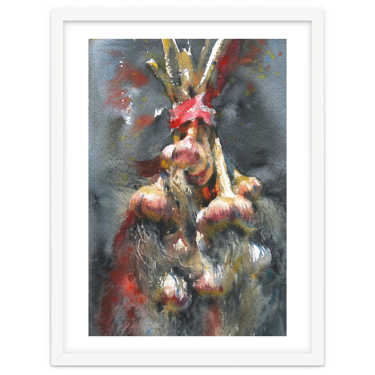 Garlic. Still-life  watercolor painting