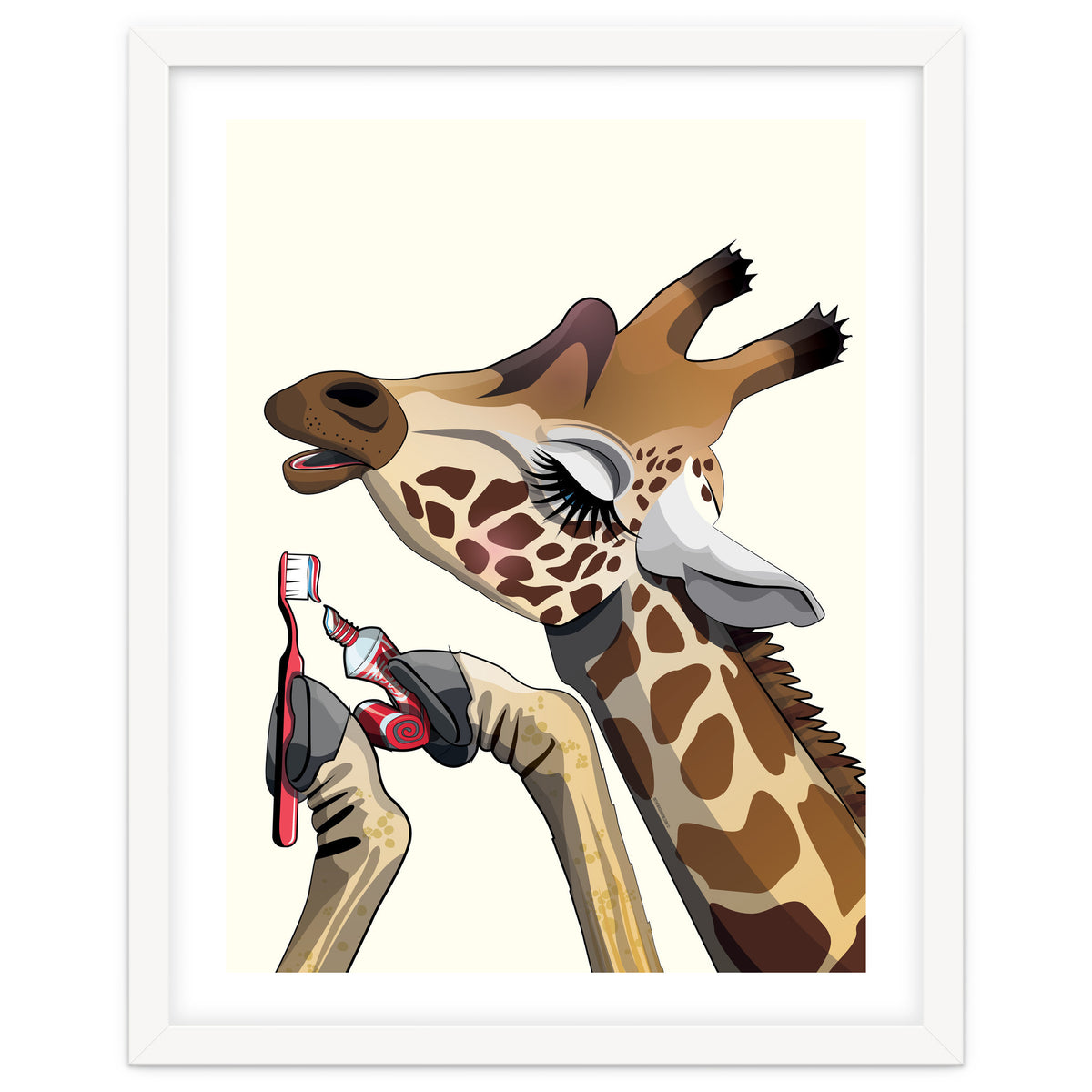 Giraffe Brushing Teeth, Funny Bathroom Humour