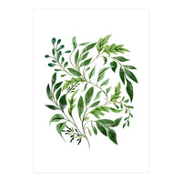 Botanical Abundance, Fresh Green Nature Watercolor Painting, Vibrant Leaves Minimal Illustration (Print Only)