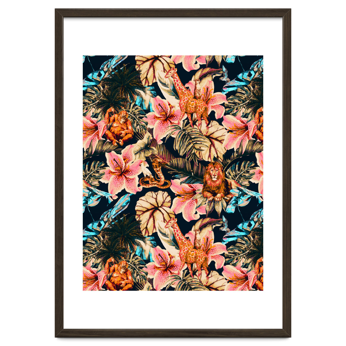 Wild animals in the dark of the jungle 02