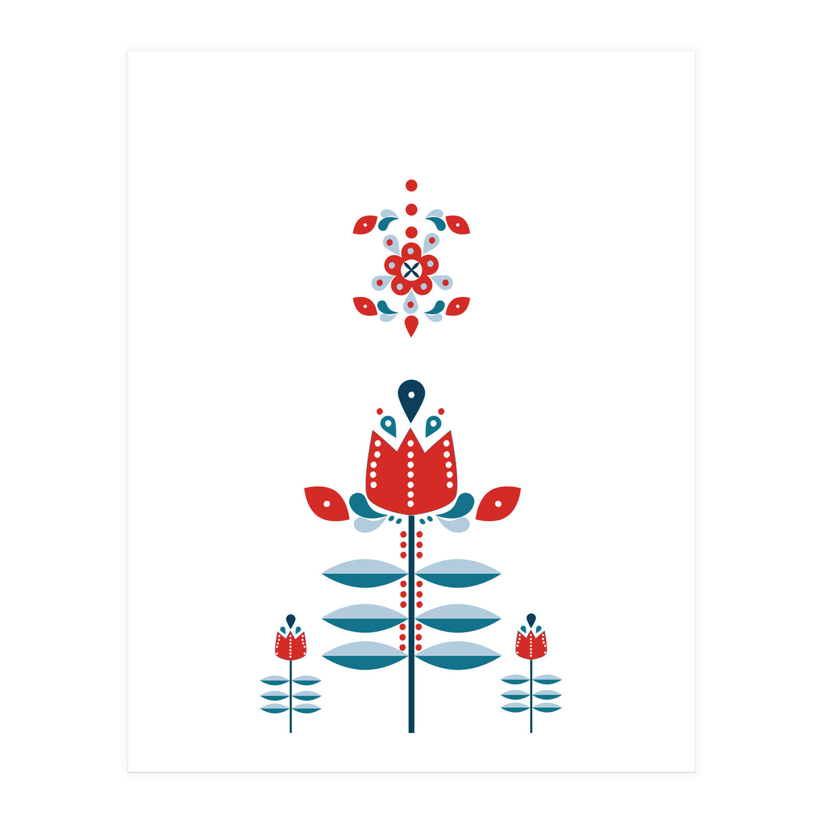 Scandinavian Folk Flowers (Print Only)