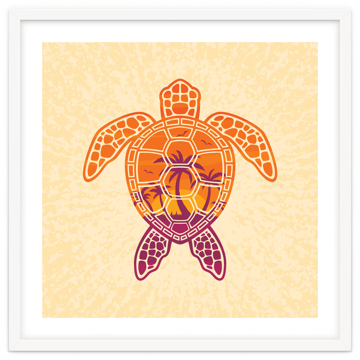 Tropical Sunset Sea Turtle Design
