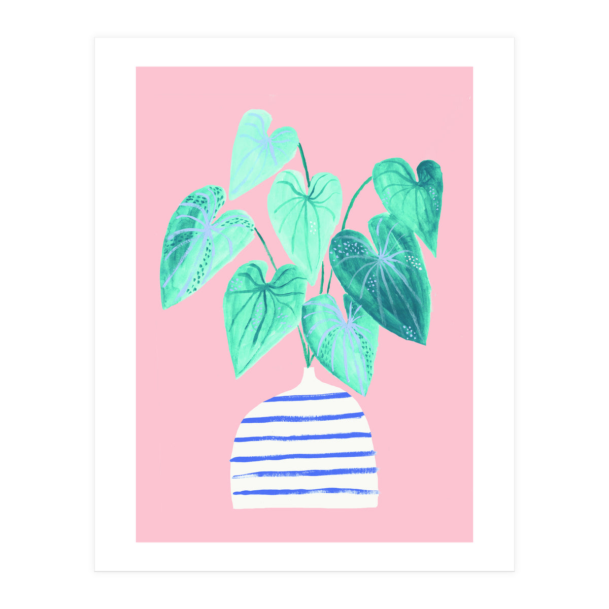 minimal house plant painting in stripy vase (Print Only)
