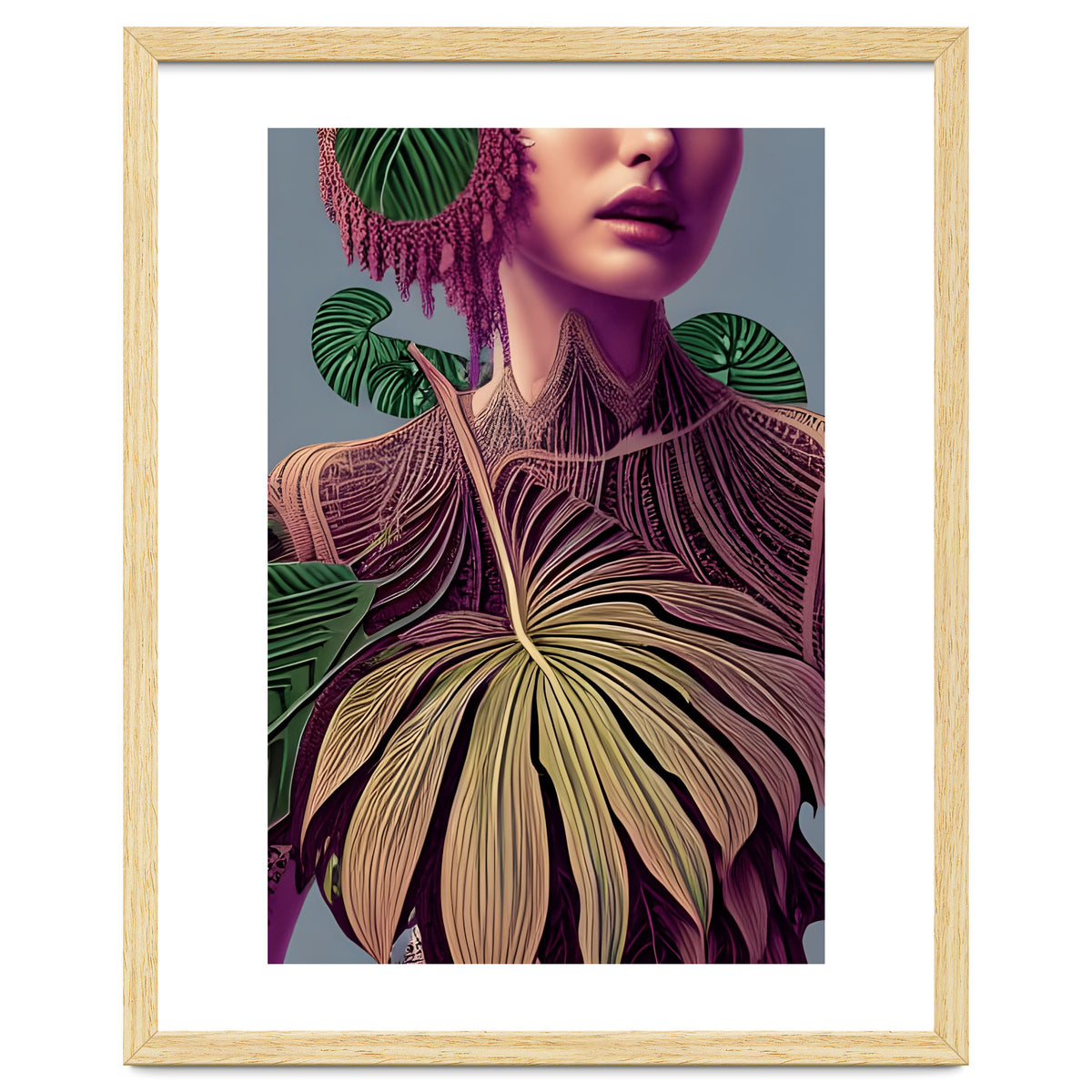 Woman in Monstera Deliciosa Leaves