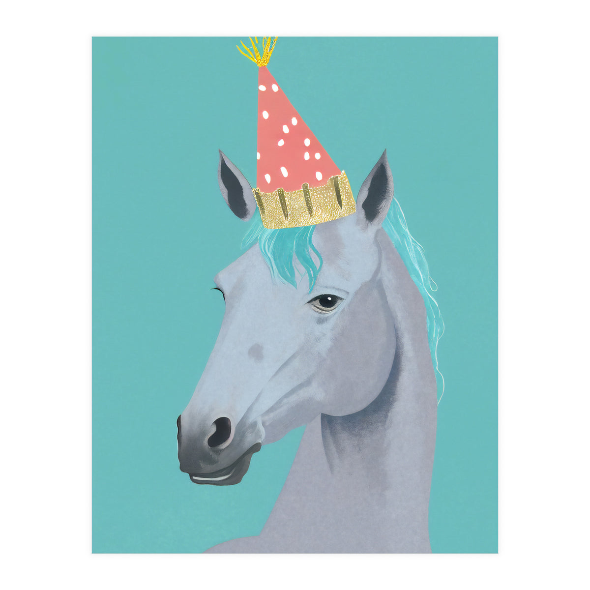 Horse with Party Hat Portrait  (Print Only)