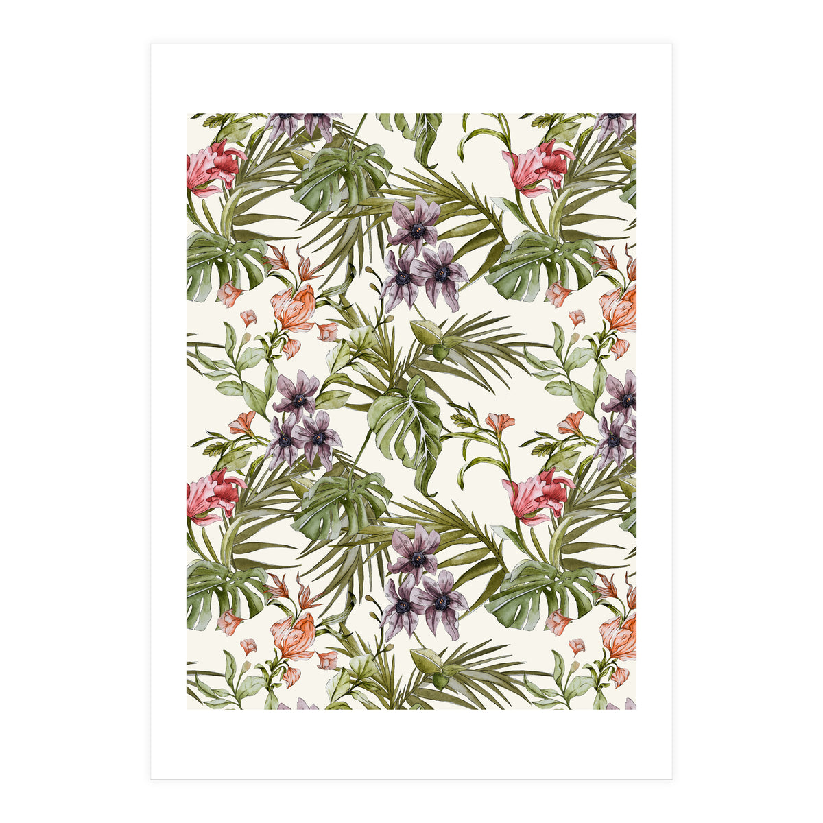Watercolor tropical foliage (Print Only)