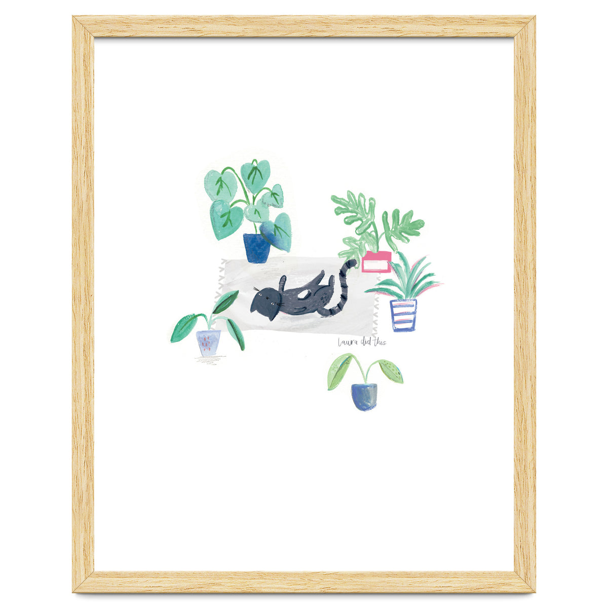 Black Cat And House Plants