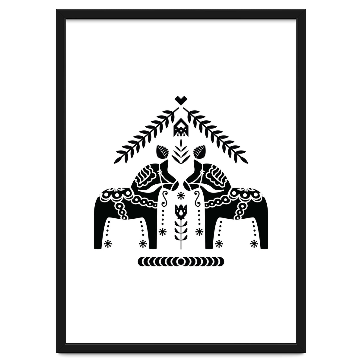 Swedish Dala Horse Folk Pattern