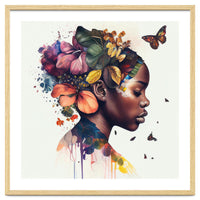 Watercolor Butterfly African Woman #10