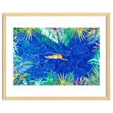 Tropical Jungle Pool | Forest Pop of Color Botanical | Travel Wild Plants Eclectic Watercolor Swim thumbnail