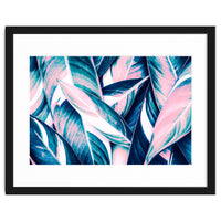 Botanical leaf pink and blue