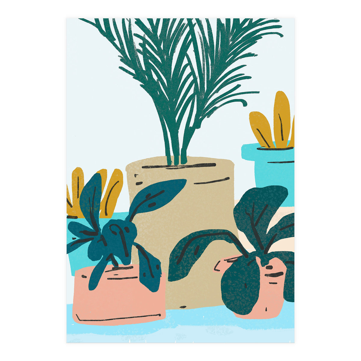 Little House Plants | Pastel Botanical Nature Plant Pots | Bohemian Cute Chic Palm Modern (Print Only)