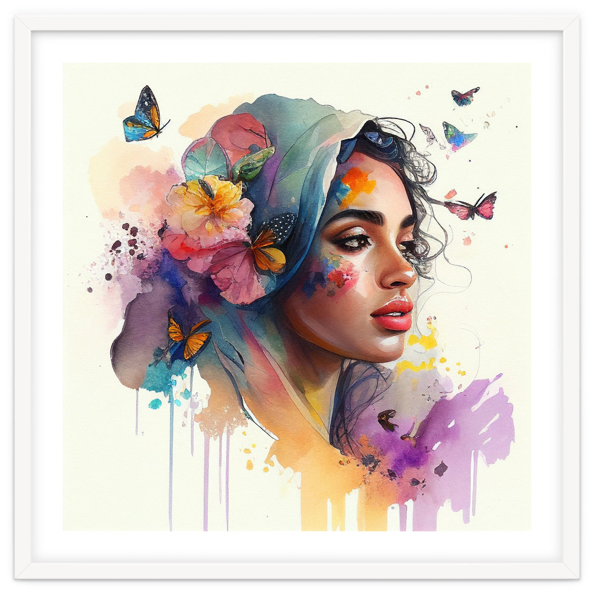 Watercolor Floral Arabian Woman #1