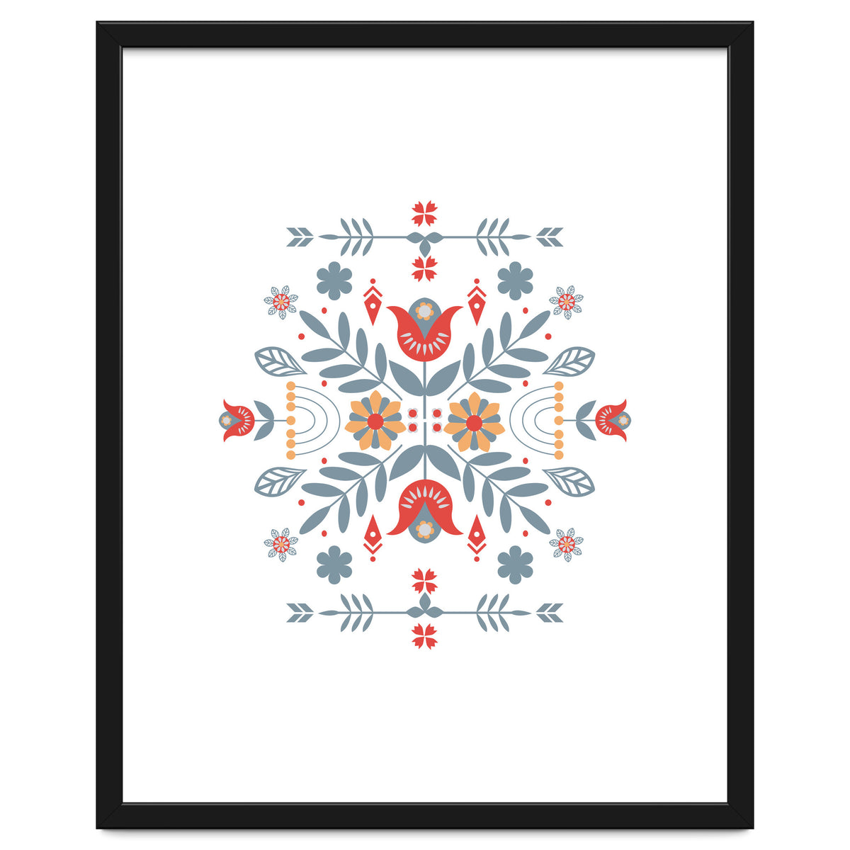 Scandinavian Folk Retro Flower Pattern