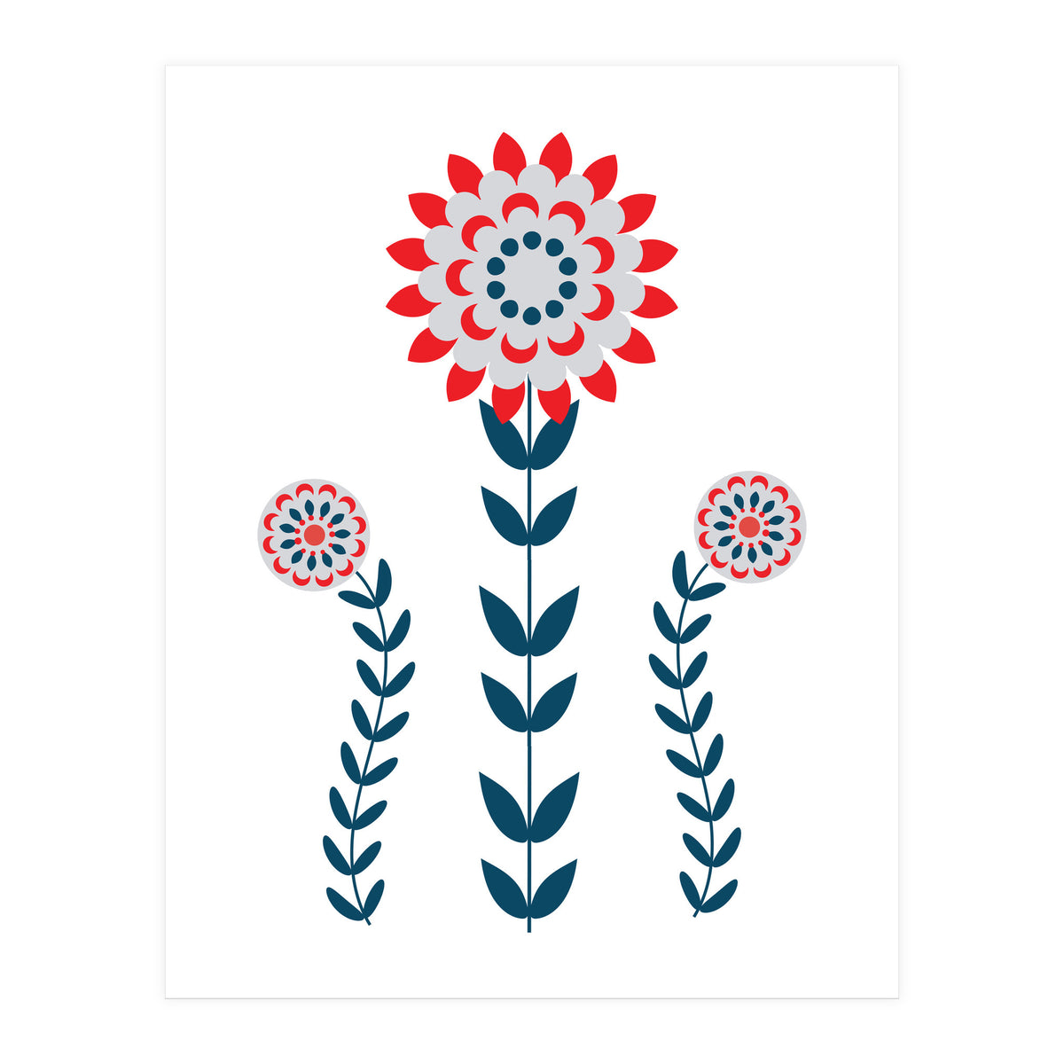 Scandi Folk Flowers  (Print Only)