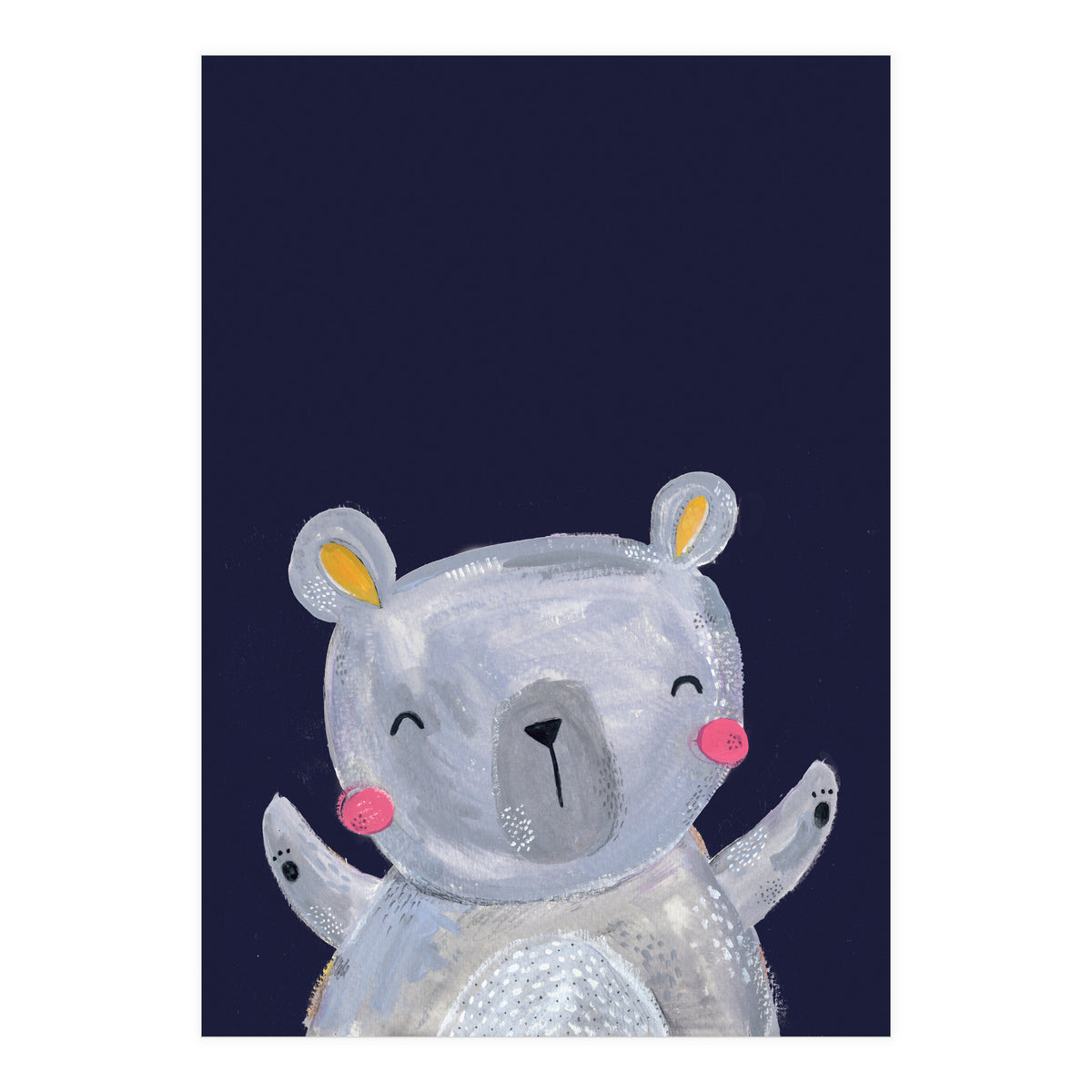 Woodland Bear On Navy (Print Only)