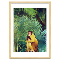Monkey Love, Tropical Jungle Botanical Nature, Plants Forest Bohemian Animals, Wildlife Eclectic Vintage